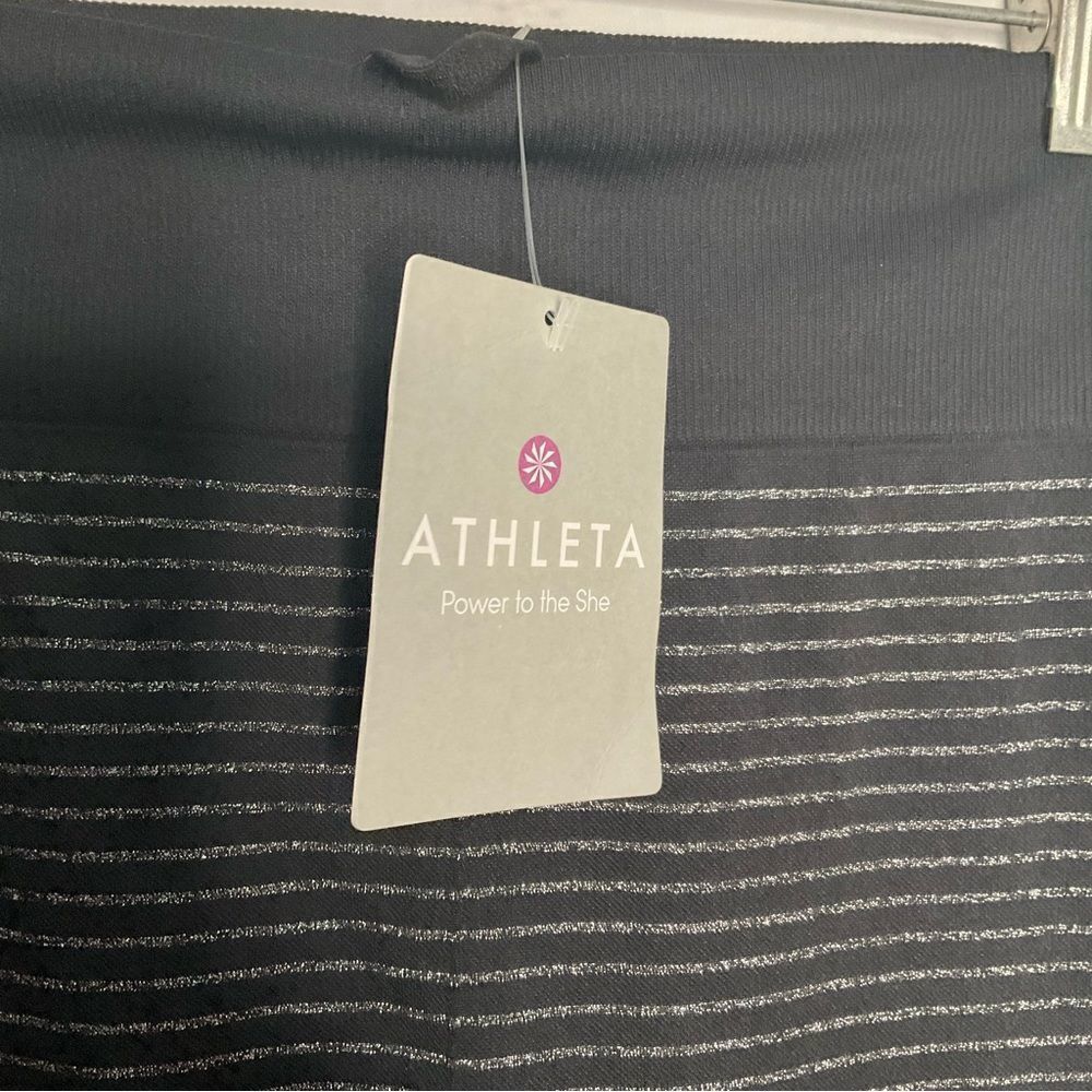 Athleta Shimmer Stripe Tight Leggings Black Silver‎ - Picture 5 of 10